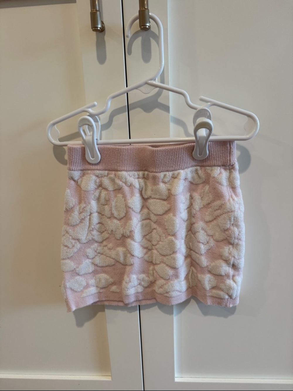 Pink Floral Textured Knit Mini Skirt
